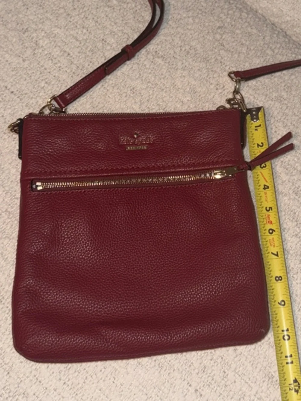 kate spade Pebbled Leather Crossbody in Burgundy Red with Gold Hardware